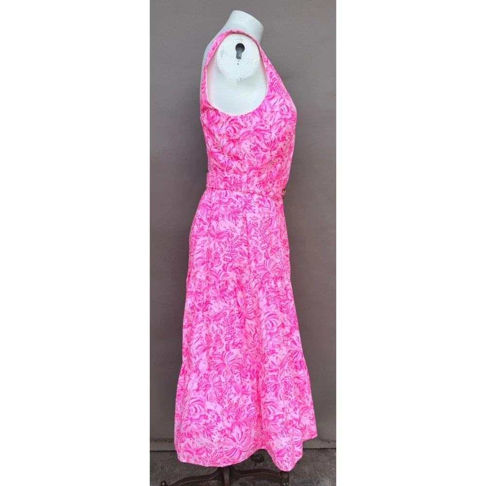 NWOT Lilly Pulitzer McKinnon Midi Cotton Sundress Pink Blossom Foxy Llama • 12
